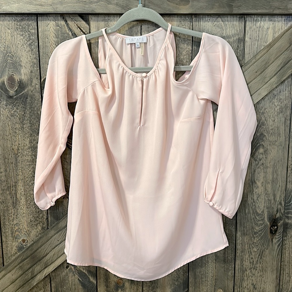 1State Pink‎ Long Sleeve Blouse